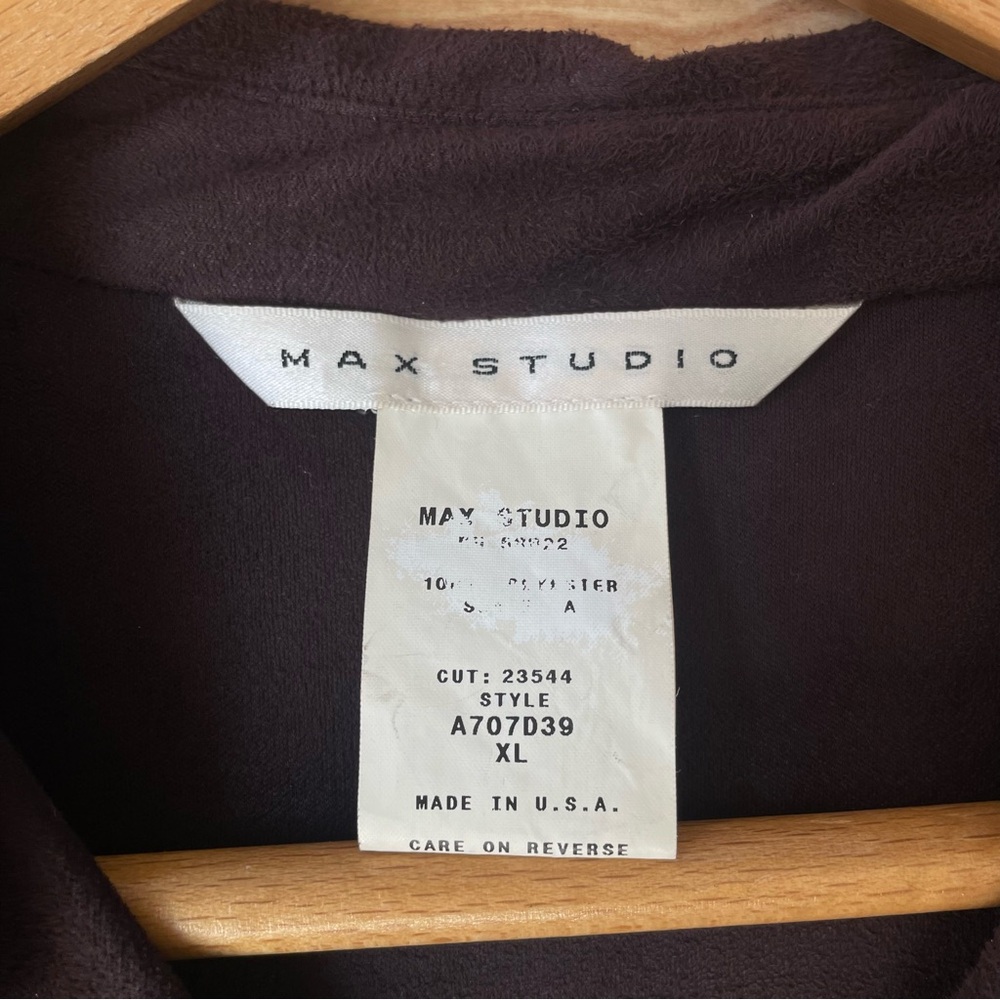 |Max Studio| Vintage Suede Long Sleeve Button Down in Chocolate Brown Size XL - Picture 4 of 8